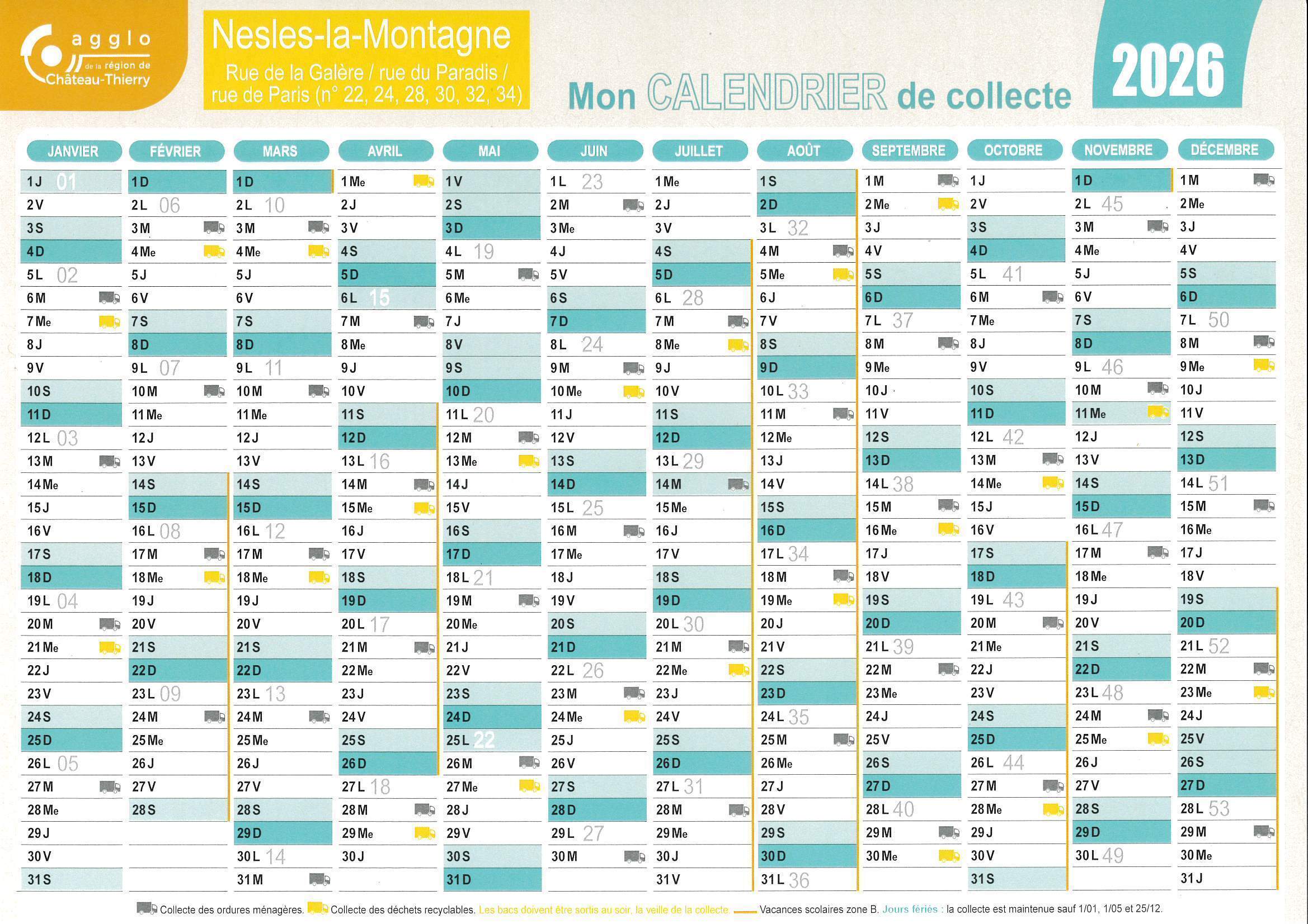 CALENDRIERS DE COLLECTE 2026