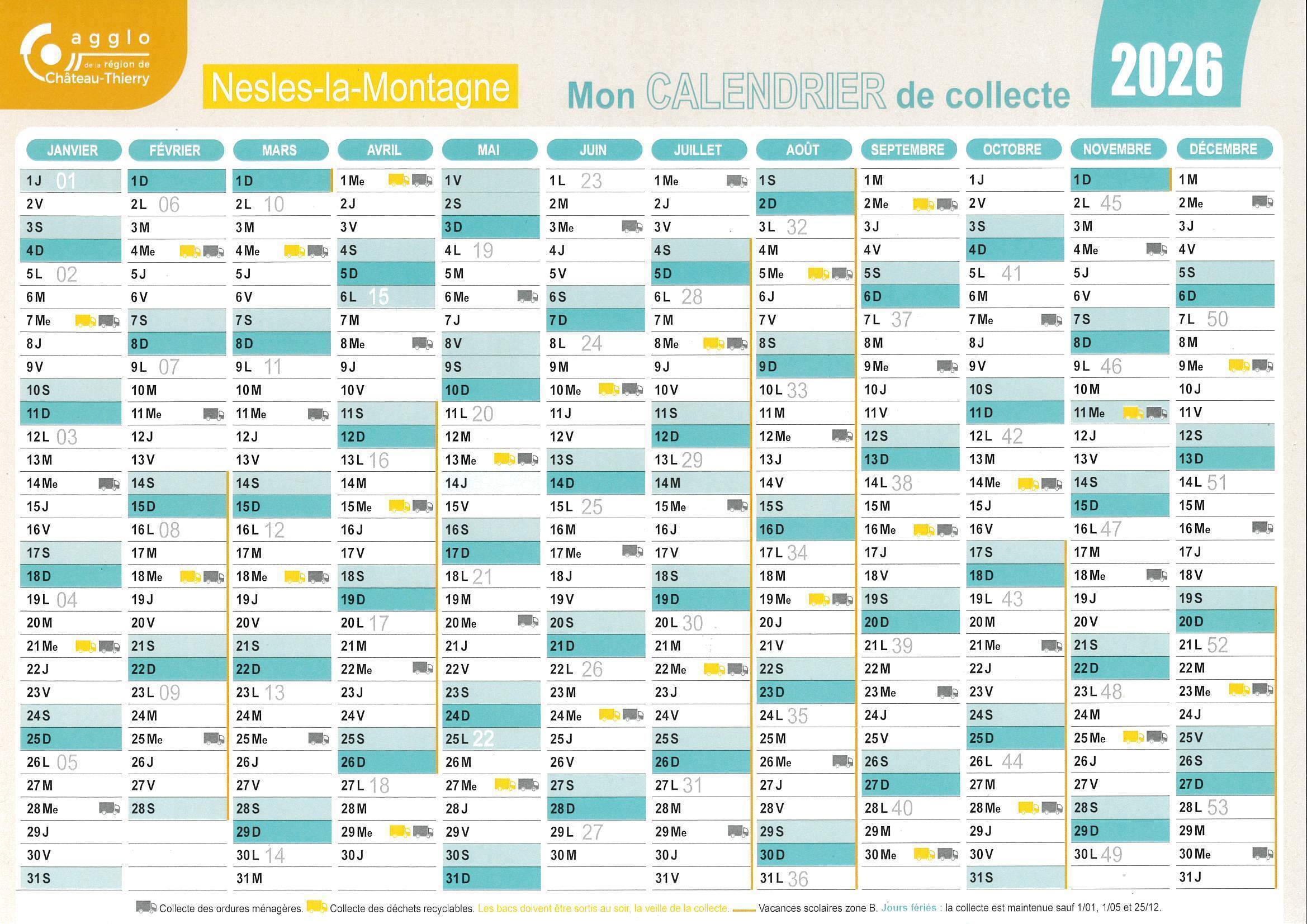 CALENDRIERS DE COLLECTE 2026