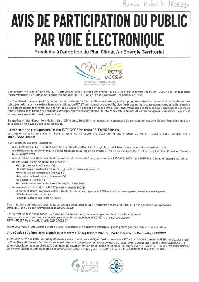 AVIS DE PARTICIPATION DU PUBLIC